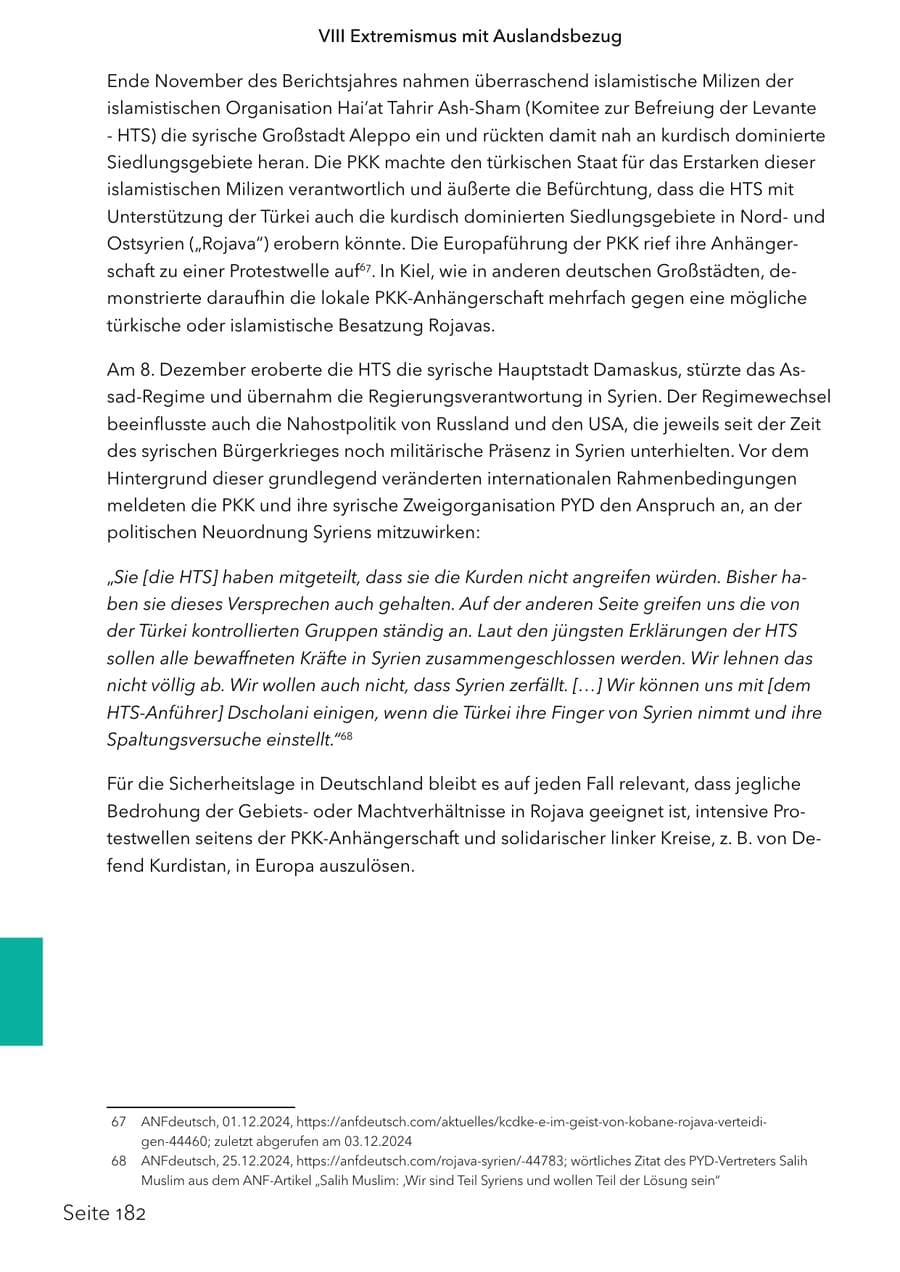 Seite 199 des Verfassungsschutzbericht 2024 Schleswig-Holstein