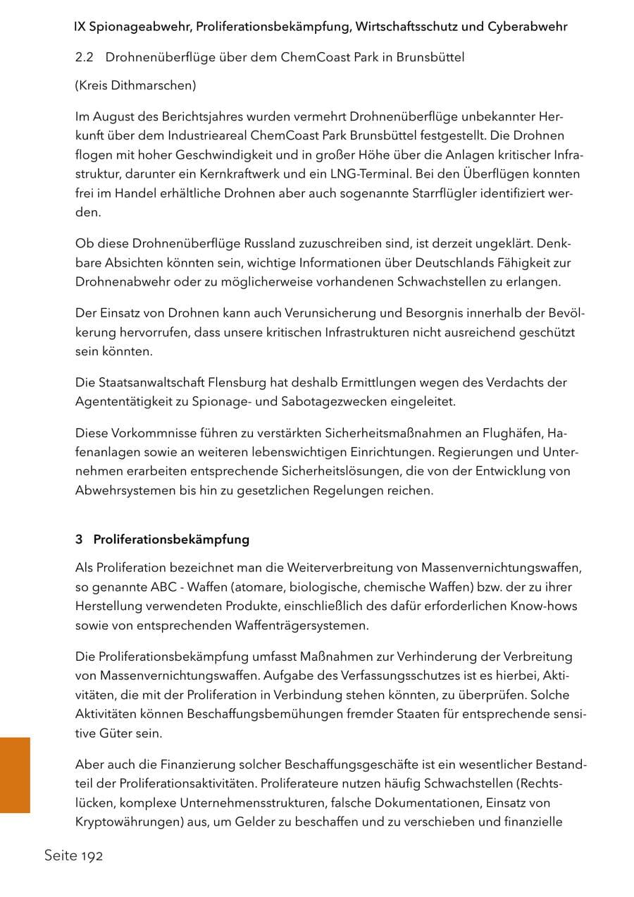 Seite 209 des Verfassungsschutzbericht 2024 Schleswig-Holstein