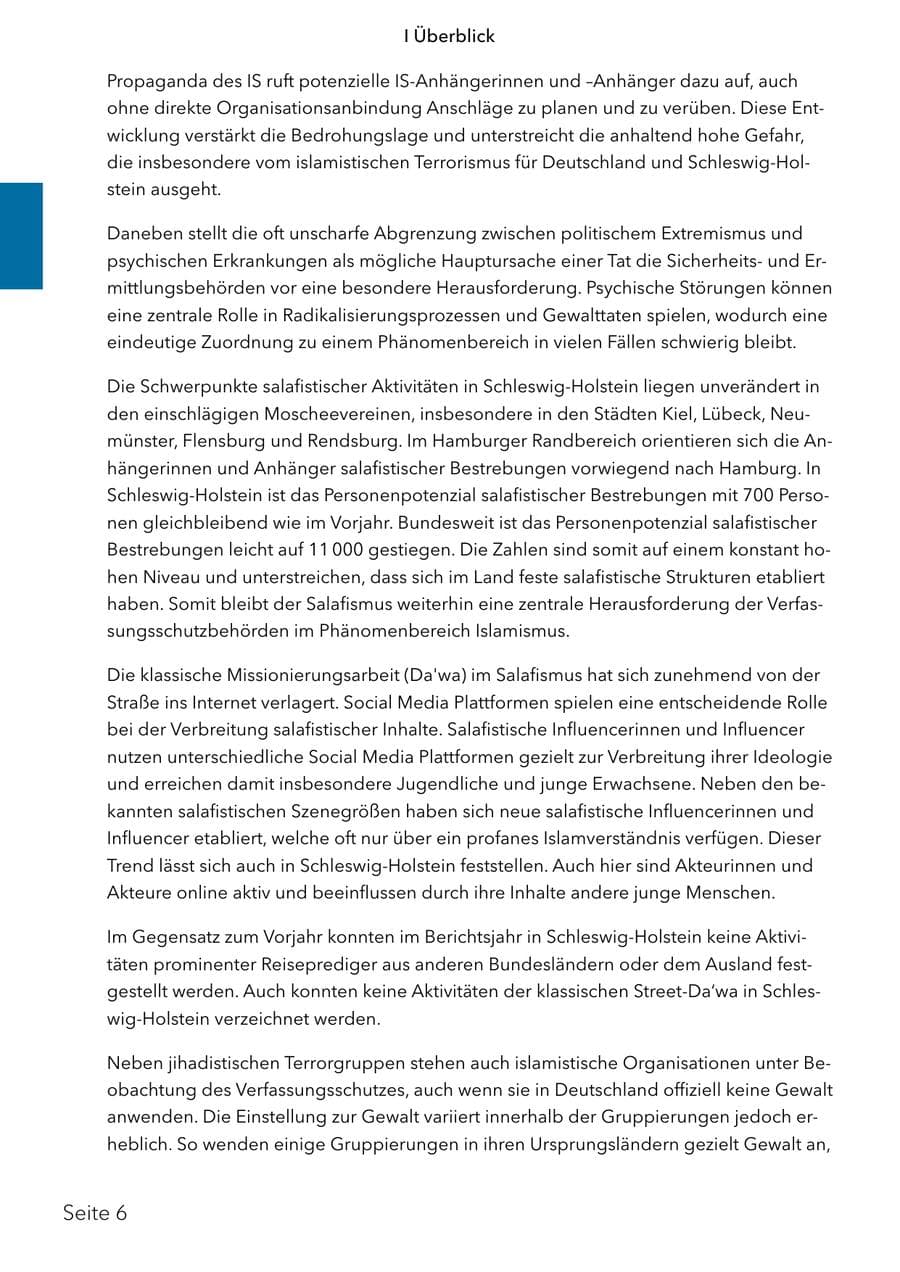 Seite 23 des Verfassungsschutzbericht 2024 Schleswig-Holstein