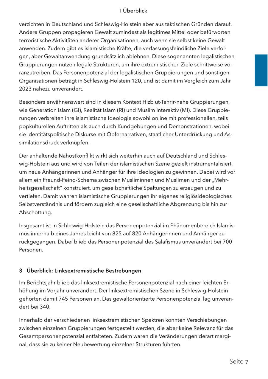 Seite 24 des Verfassungsschutzbericht 2024 Schleswig-Holstein