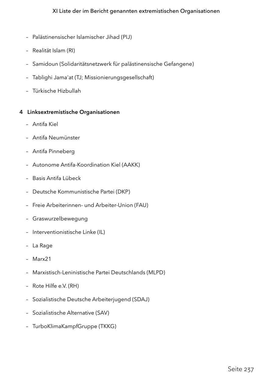 Seite 254 des Verfassungsschutzbericht 2024 Schleswig-Holstein