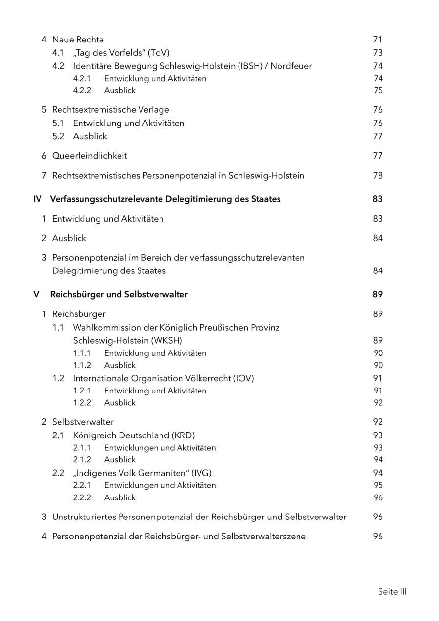 Seite 5 des Verfassungsschutzbericht 2024 Schleswig-Holstein