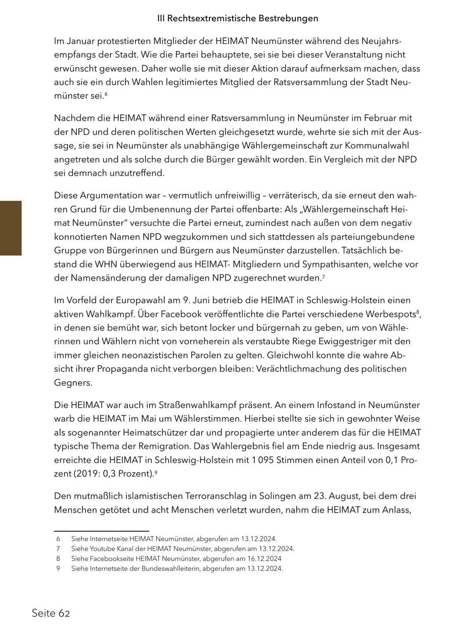 Seite 79 des Verfassungsschutzbericht 2024 Schleswig-Holstein