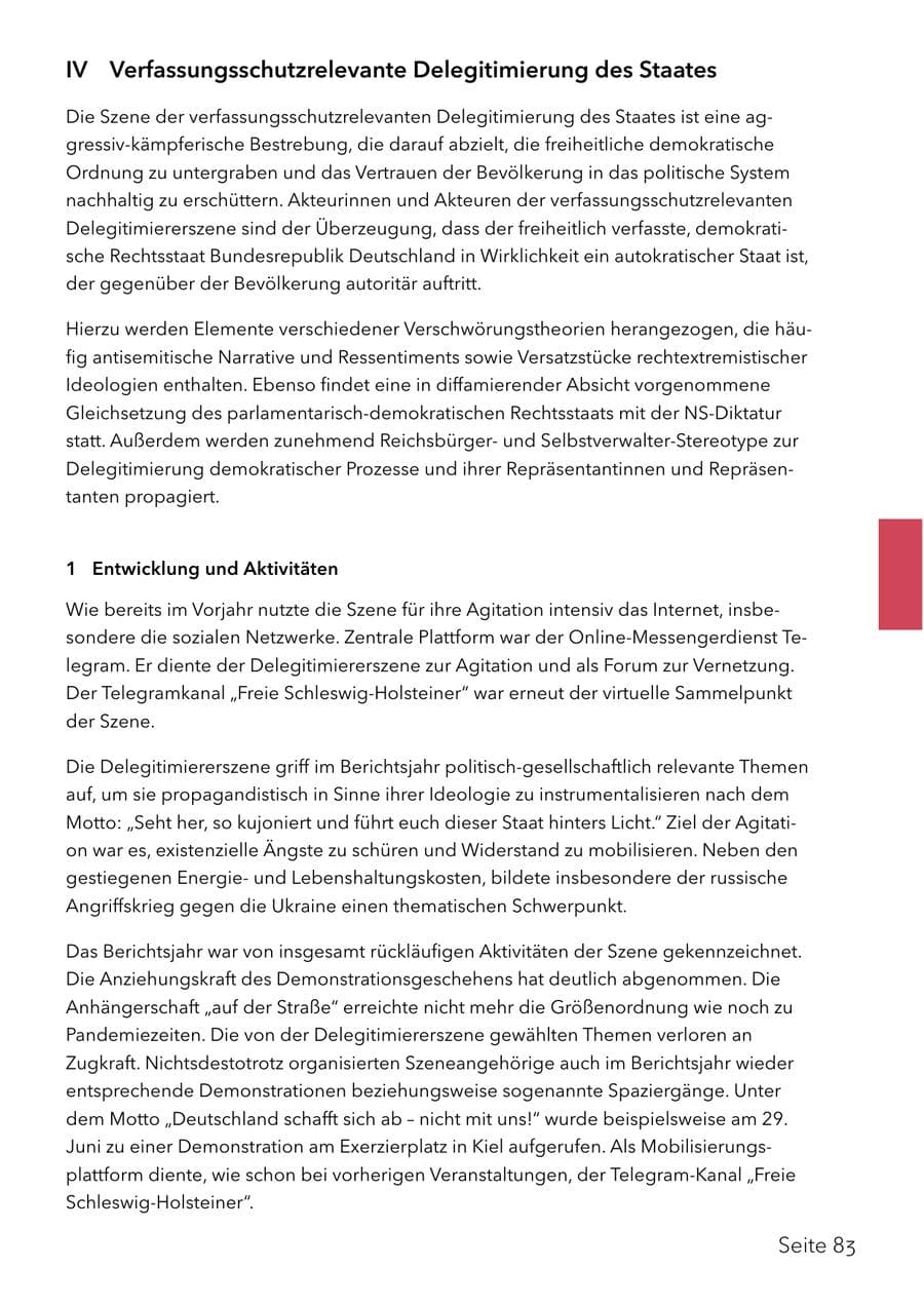 Seite 100 des Verfassungsschutzbericht 2024 Schleswig-Holstein