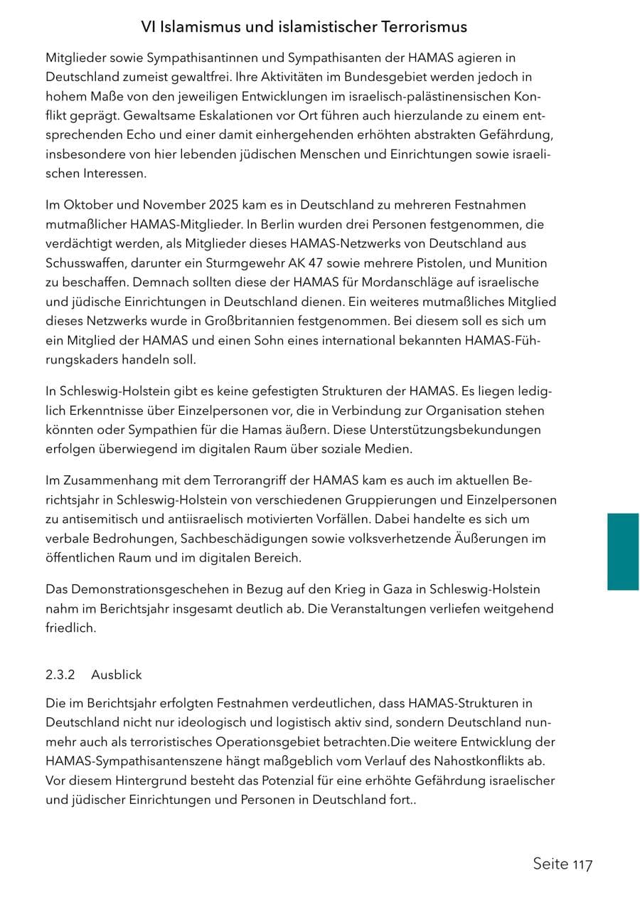 Seite 133 des Verfassungsschutzbericht 2025 Schleswig-Holstein