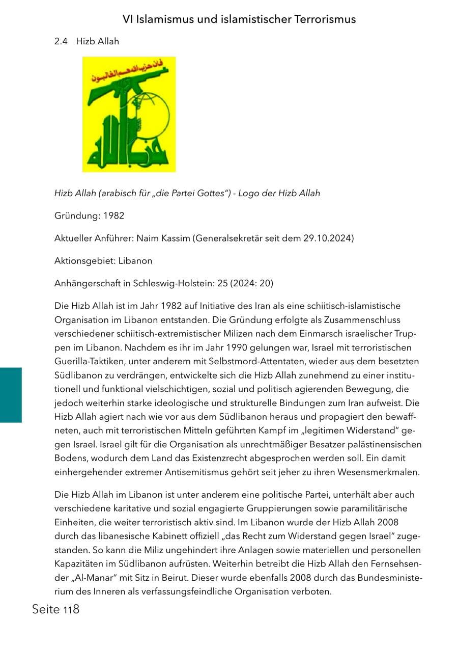 Seite 134 des Verfassungsschutzbericht 2025 Schleswig-Holstein
