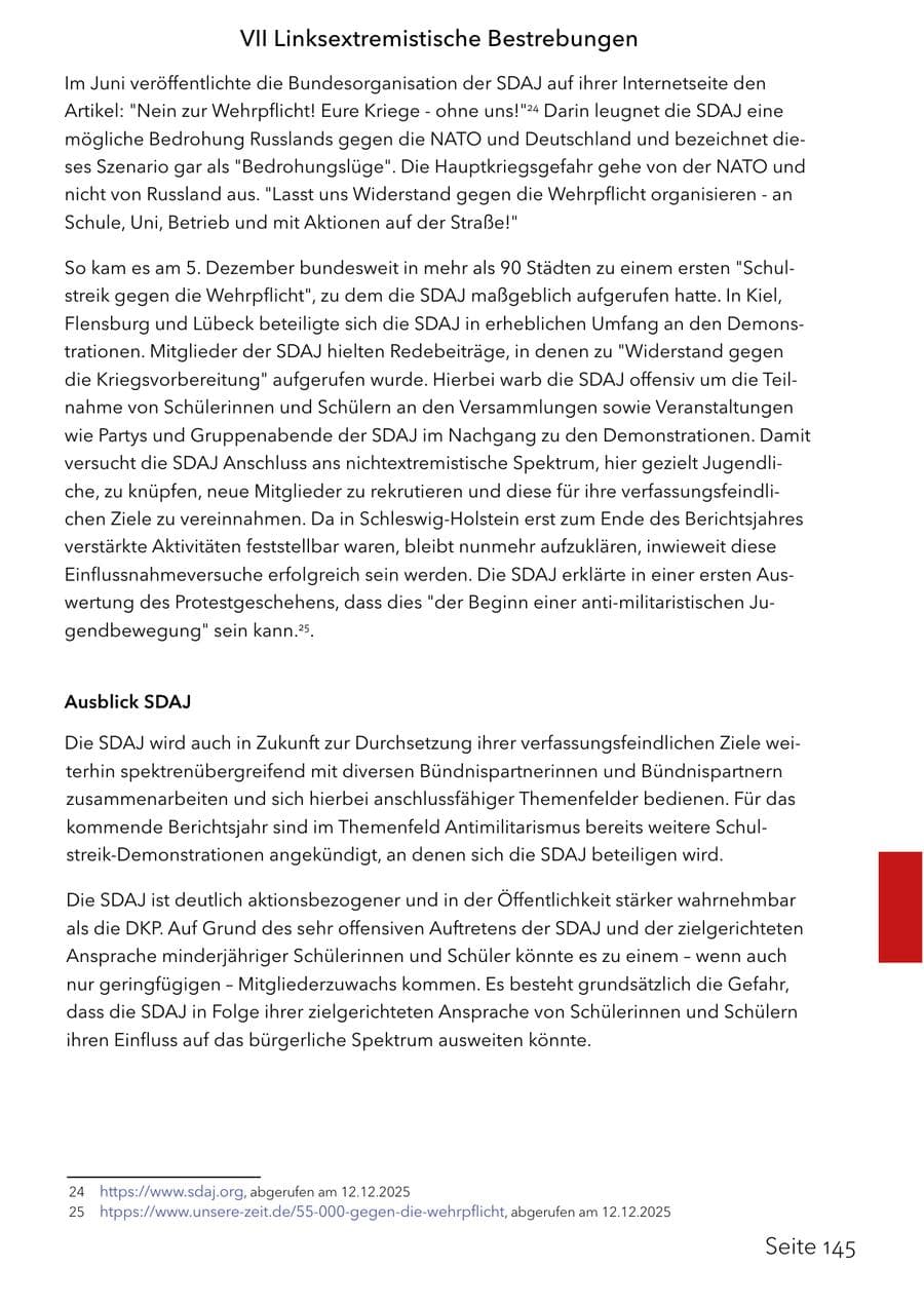 Seite 161 des Verfassungsschutzbericht 2025 Schleswig-Holstein