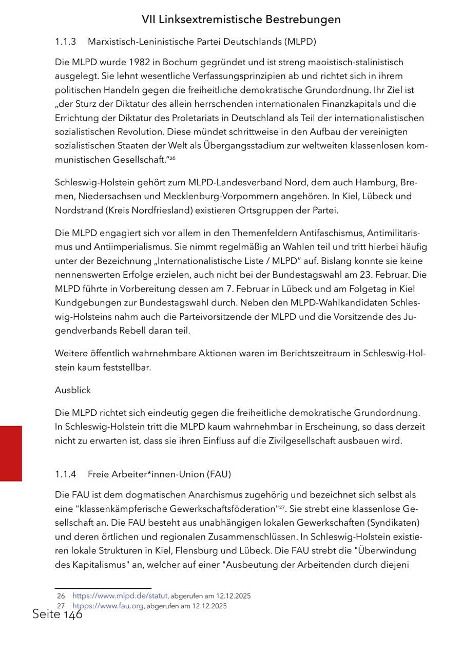 Seite 162 des Verfassungsschutzbericht 2025 Schleswig-Holstein