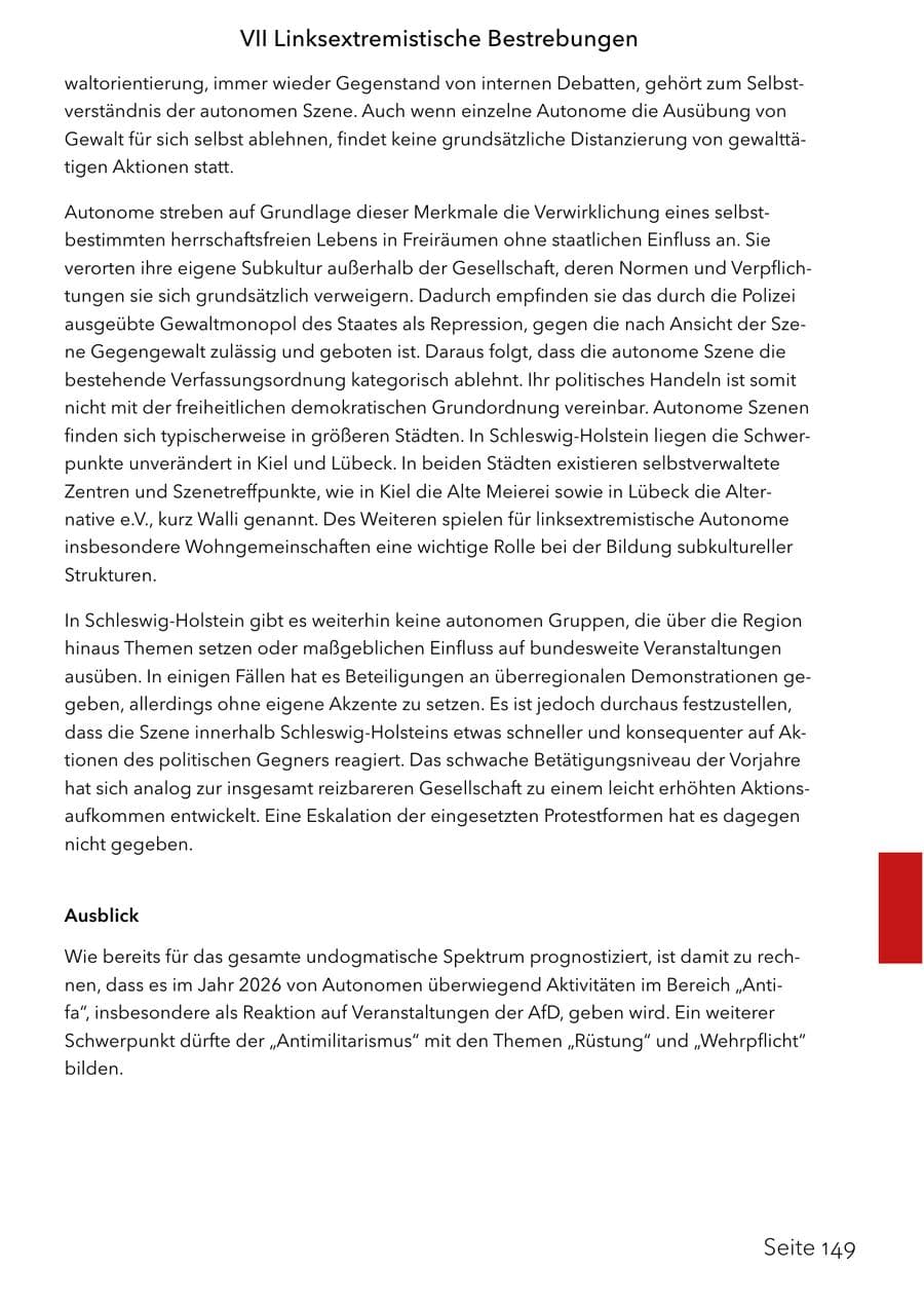 Seite 165 des Verfassungsschutzbericht 2025 Schleswig-Holstein