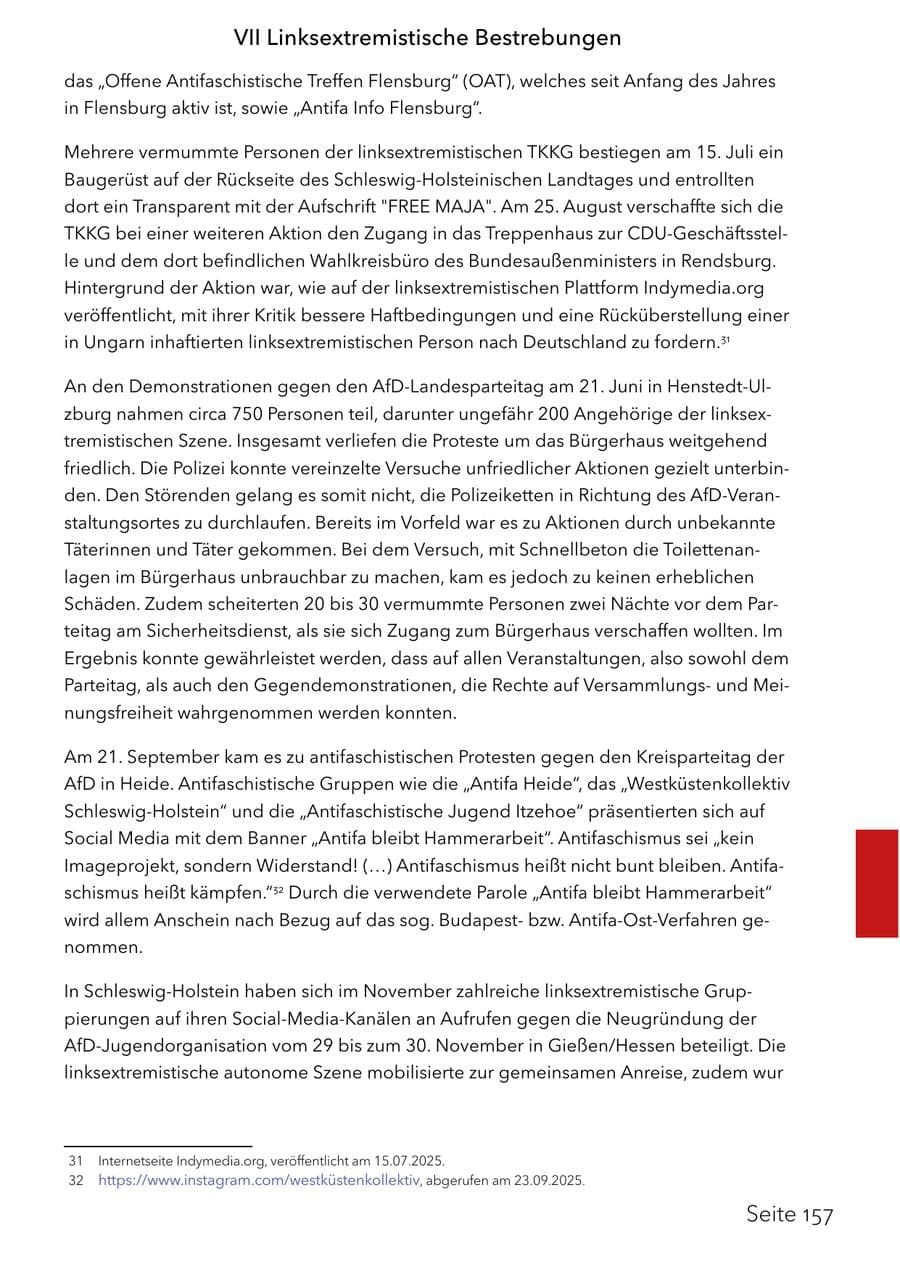Seite 173 des Verfassungsschutzbericht 2025 Schleswig-Holstein