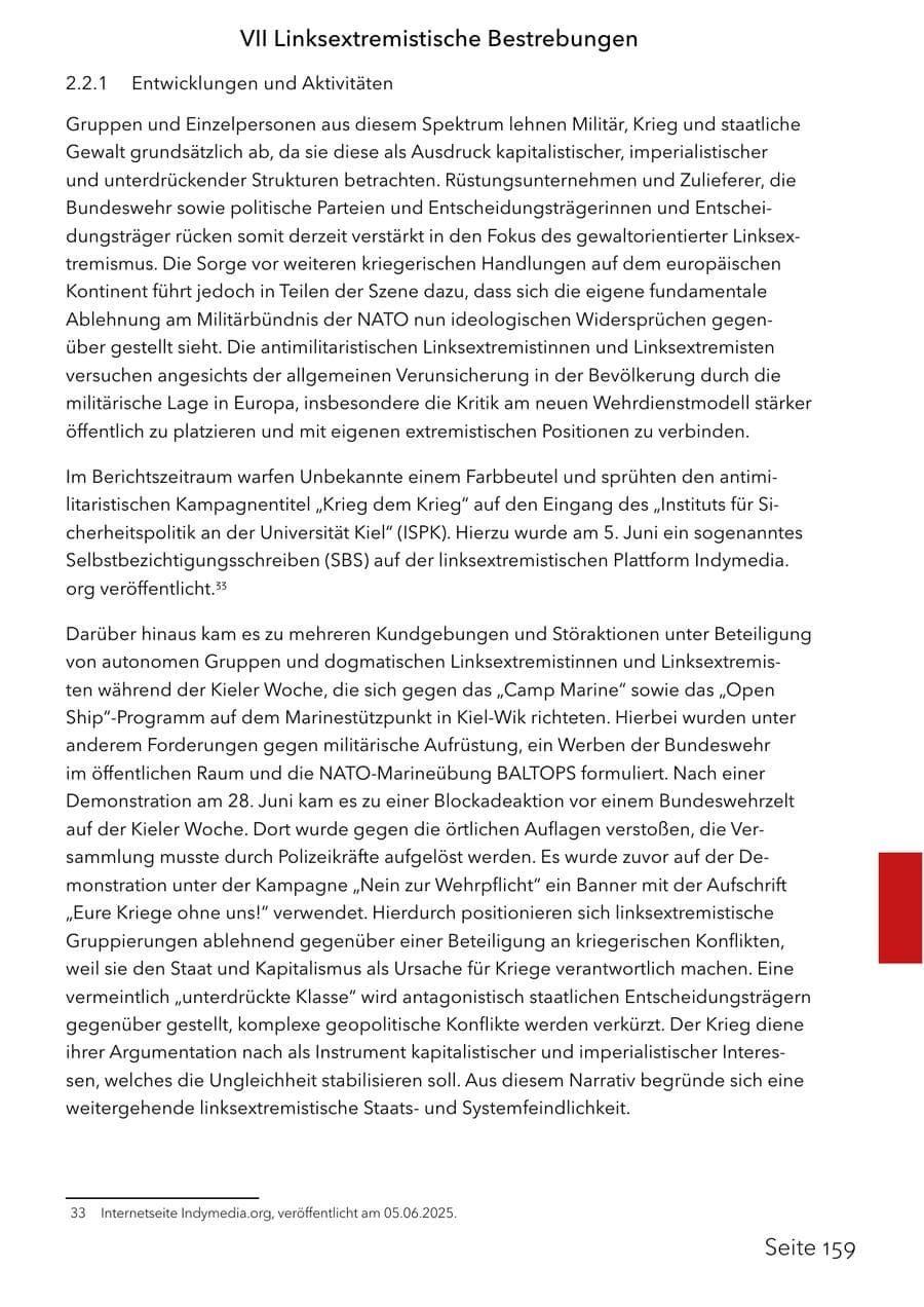 Seite 175 des Verfassungsschutzbericht 2025 Schleswig-Holstein