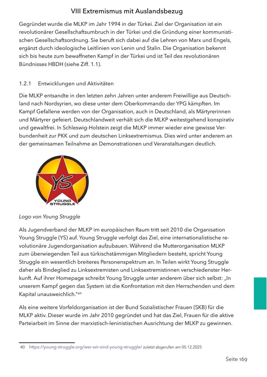 Seite 185 des Verfassungsschutzbericht 2025 Schleswig-Holstein