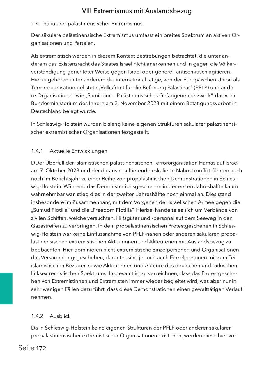 Seite 188 des Verfassungsschutzbericht 2025 Schleswig-Holstein