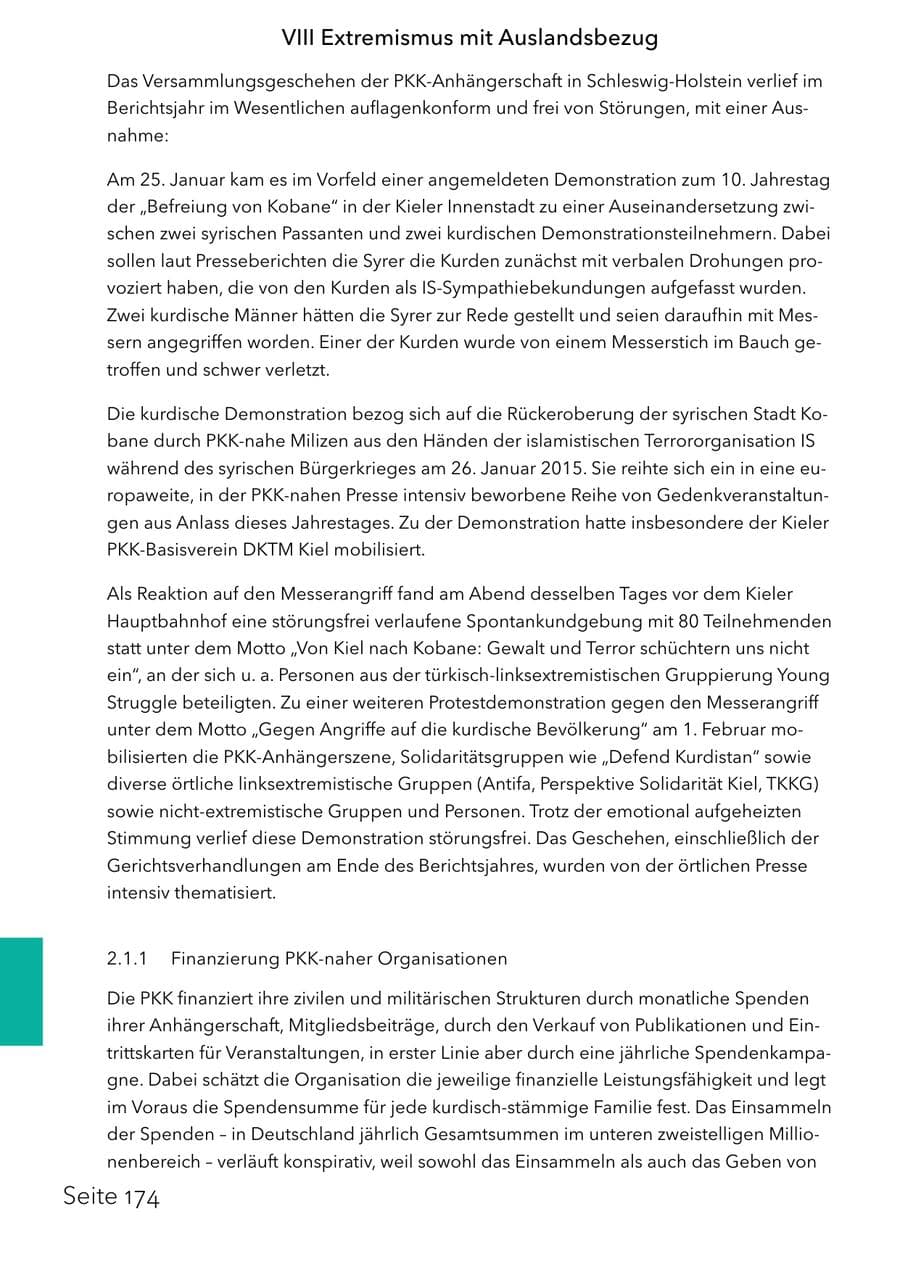 Seite 190 des Verfassungsschutzbericht 2025 Schleswig-Holstein