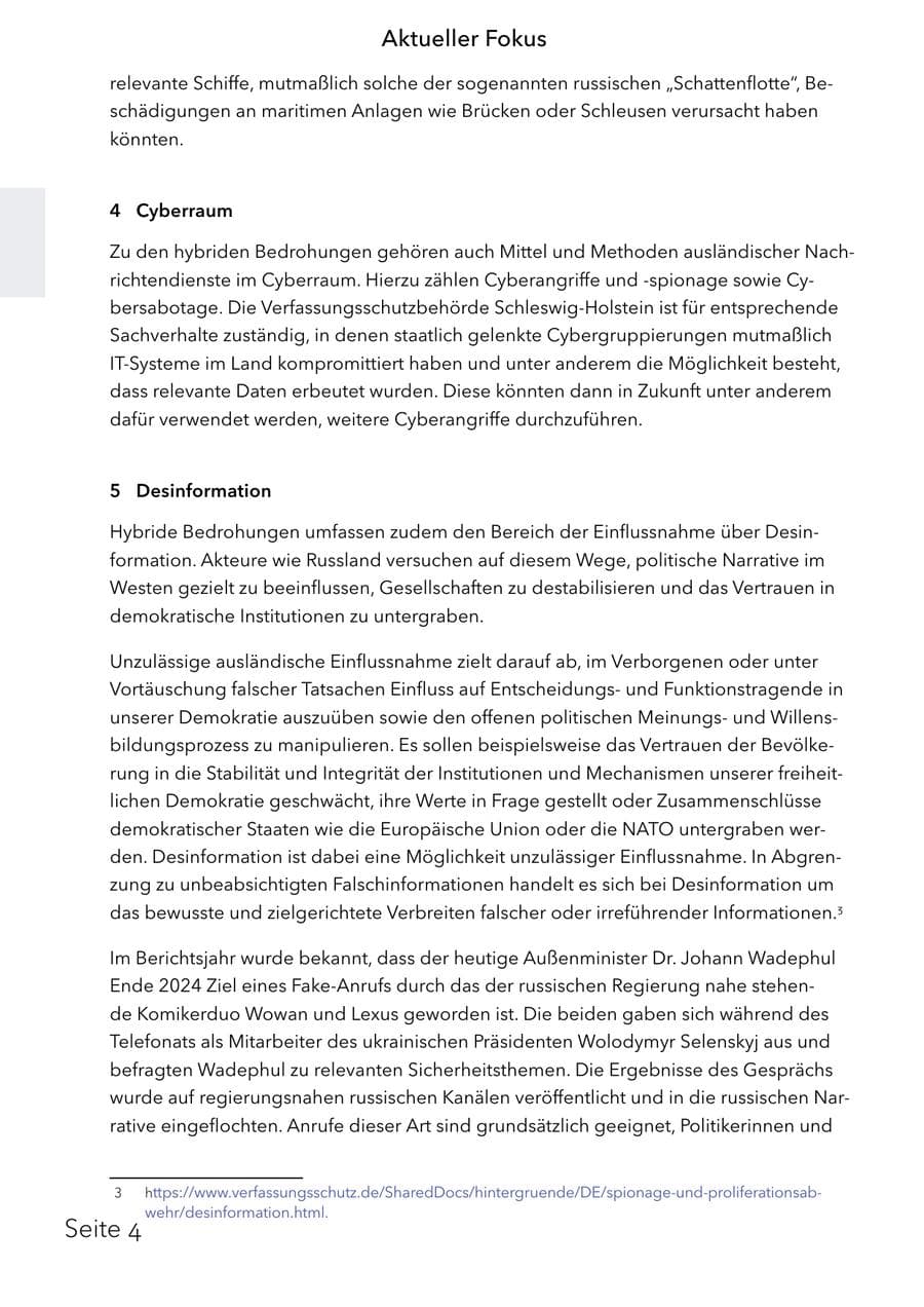Seite 20 des Verfassungsschutzbericht 2025 Schleswig-Holstein