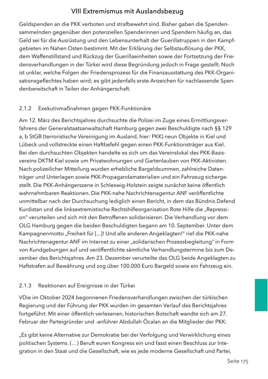 Seite 191 des Verfassungsschutzbericht 2025 Schleswig-Holstein