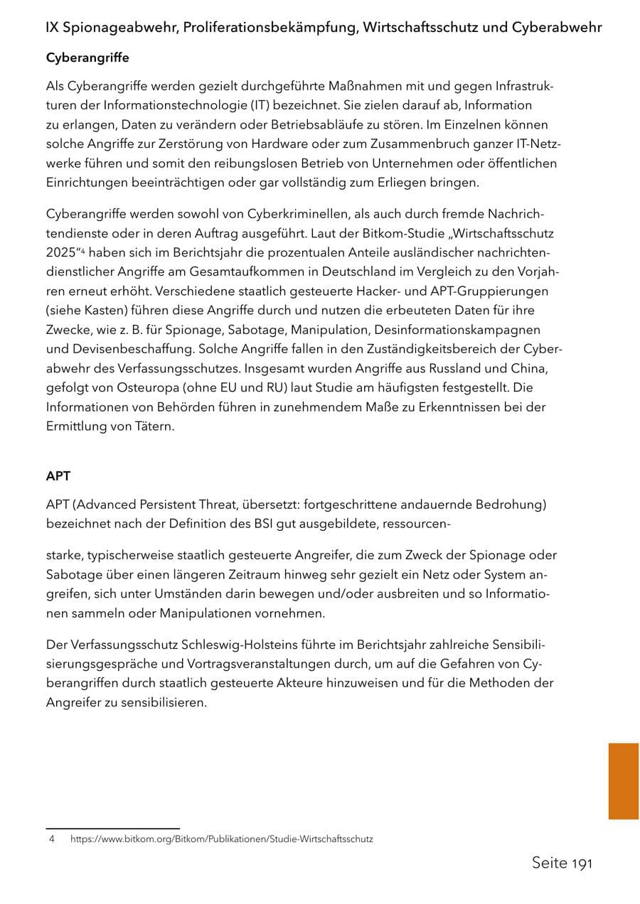 Seite 207 des Verfassungsschutzbericht 2025 Schleswig-Holstein