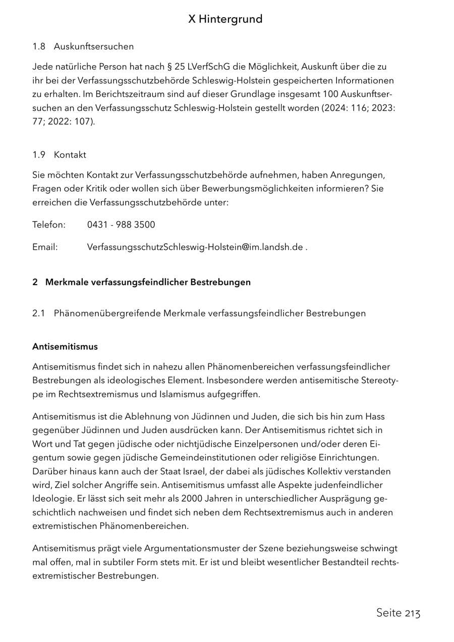 Seite 229 des Verfassungsschutzbericht 2025 Schleswig-Holstein