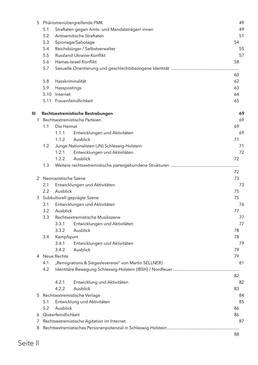 Seite 5 des Verfassungsschutzbericht 2025 Schleswig-Holstein
