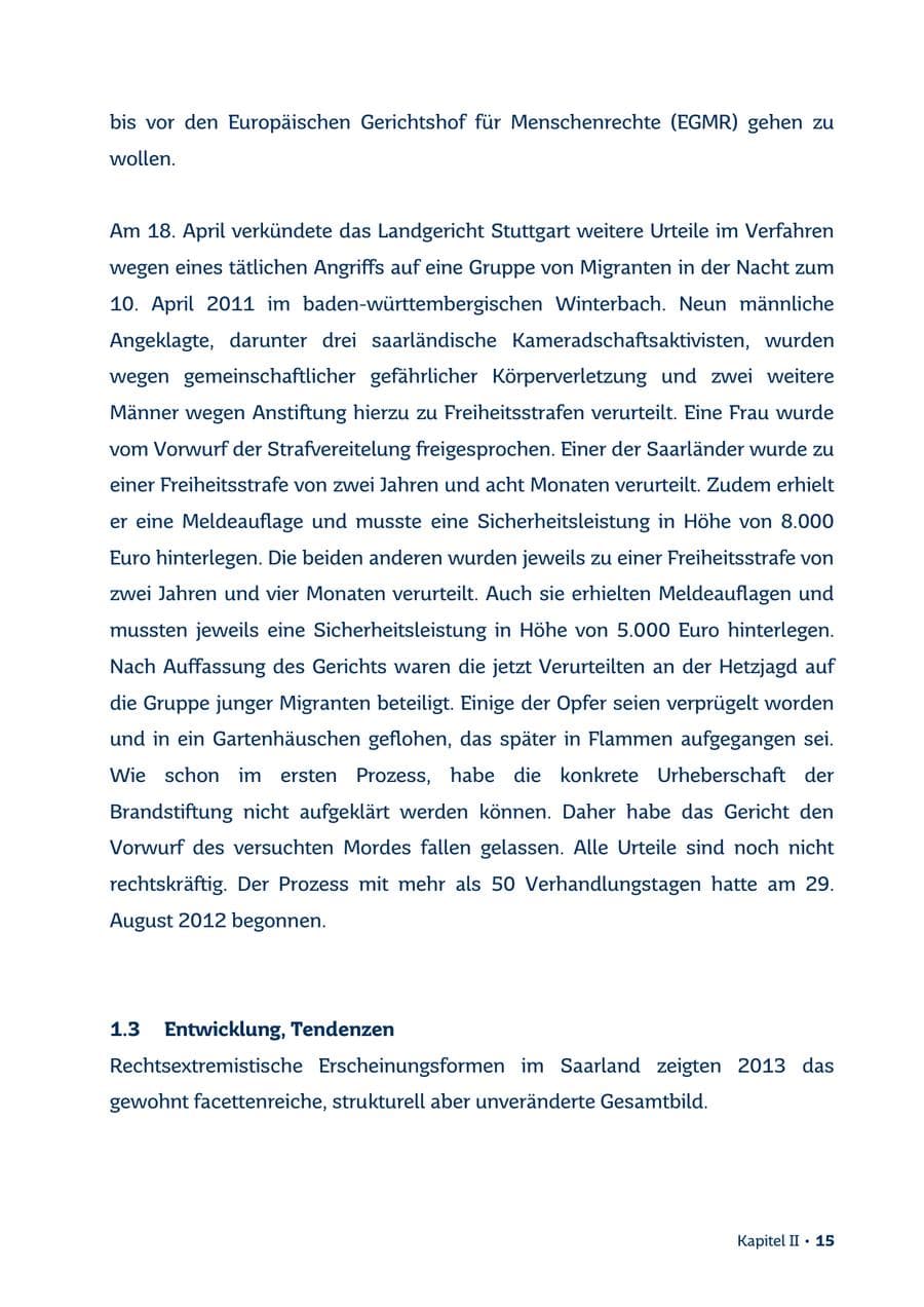 Seite 15 des Verfassungsschutzbericht 2013 Saarland