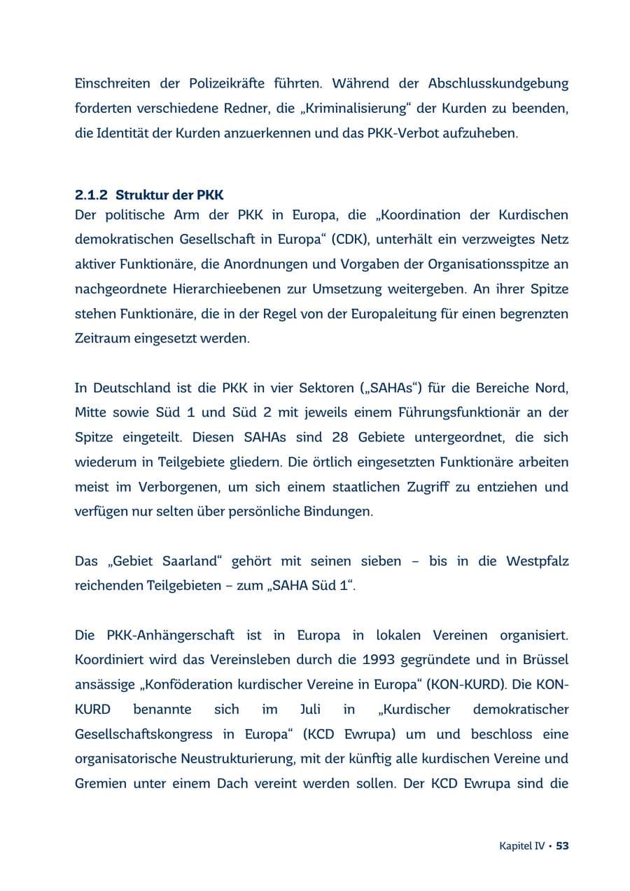 Seite 53 des Verfassungsschutzbericht 2013 Saarland