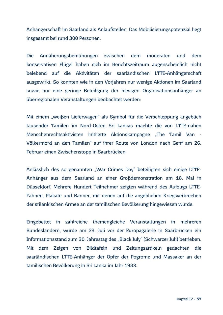Seite 57 des Verfassungsschutzbericht 2013 Saarland