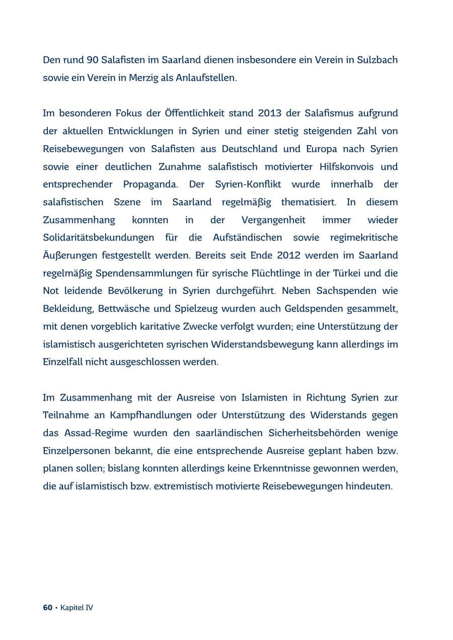 Seite 60 des Verfassungsschutzbericht 2013 Saarland