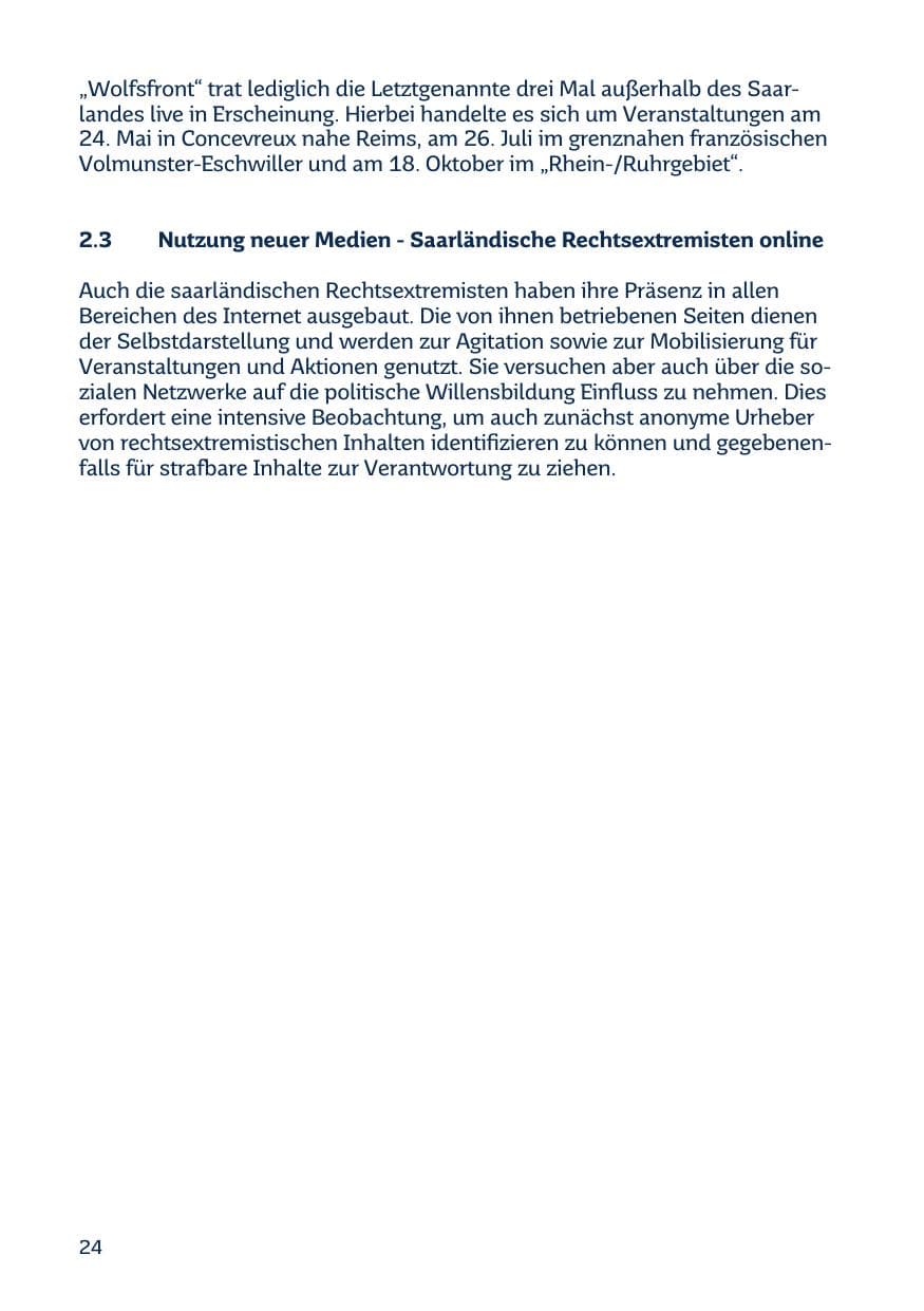 Seite 24 des Verfassungsschutzbericht 2014 Saarland