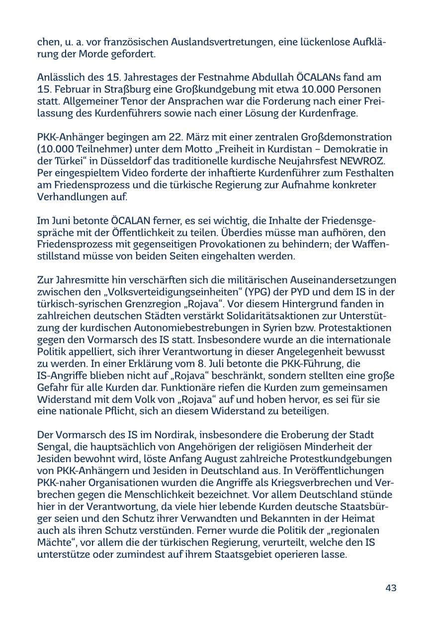 Seite 43 des Verfassungsschutzbericht 2014 Saarland
