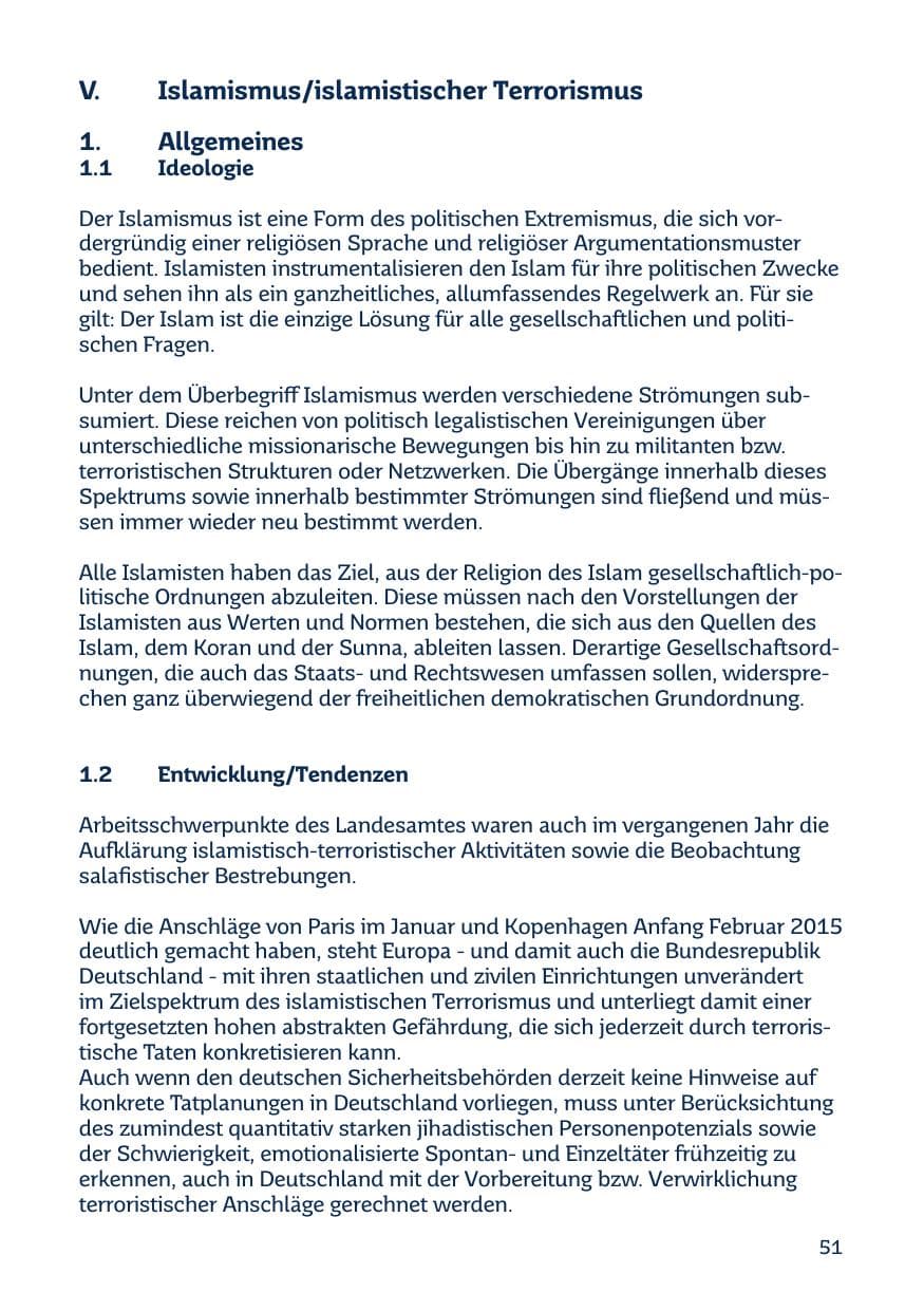 Seite 51 des Verfassungsschutzbericht 2014 Saarland