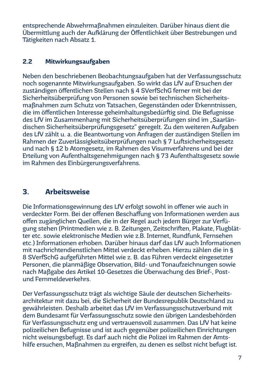 Seite 7 des Verfassungsschutzbericht 2014 Saarland