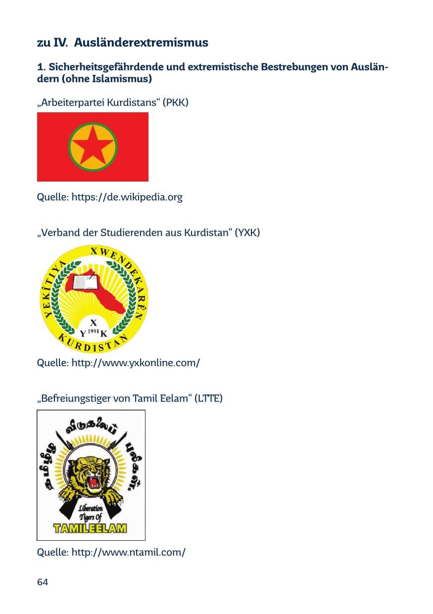 Seite 64 des Verfassungsschutzbericht 2014 Saarland