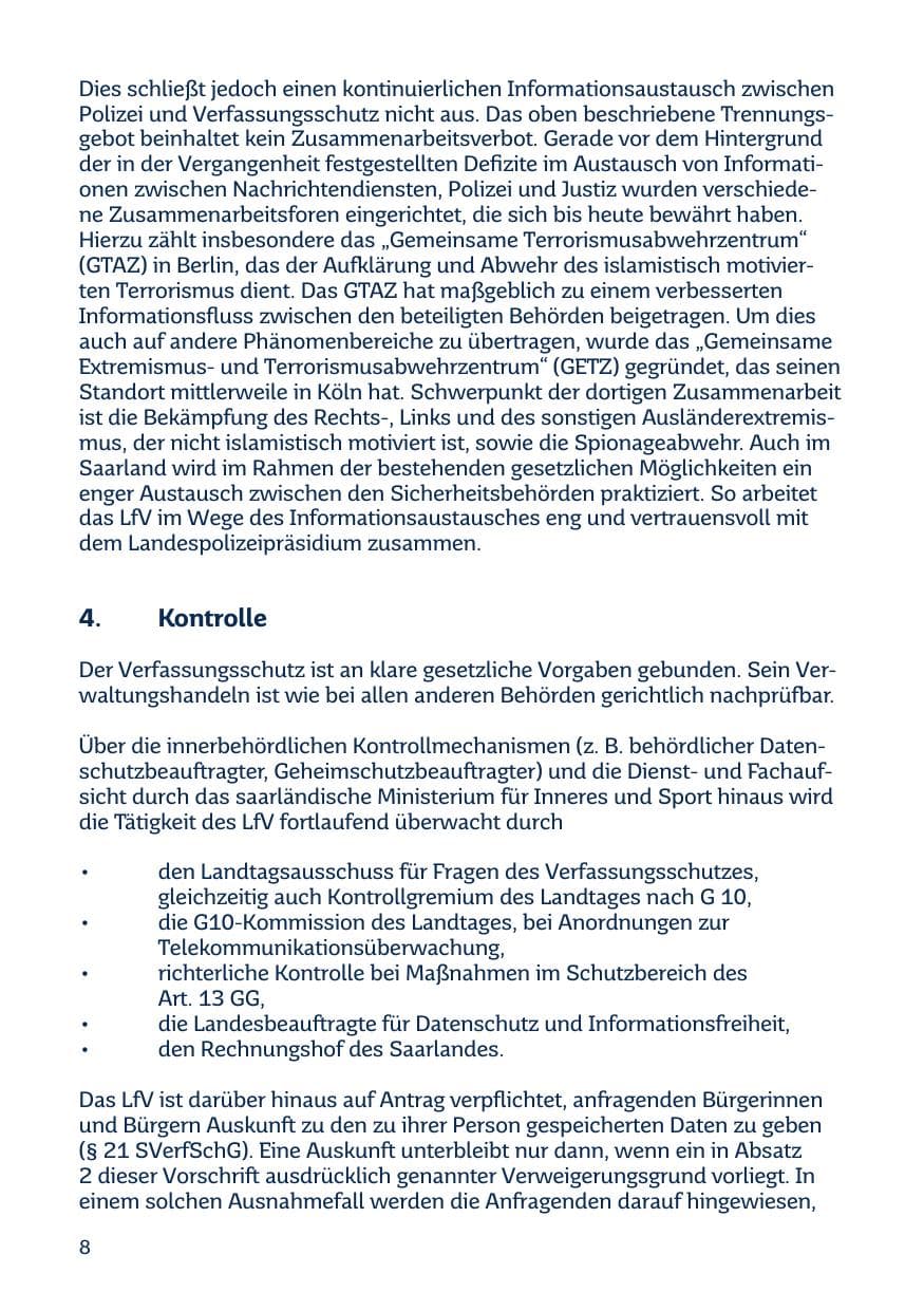 Seite 8 des Verfassungsschutzbericht 2014 Saarland