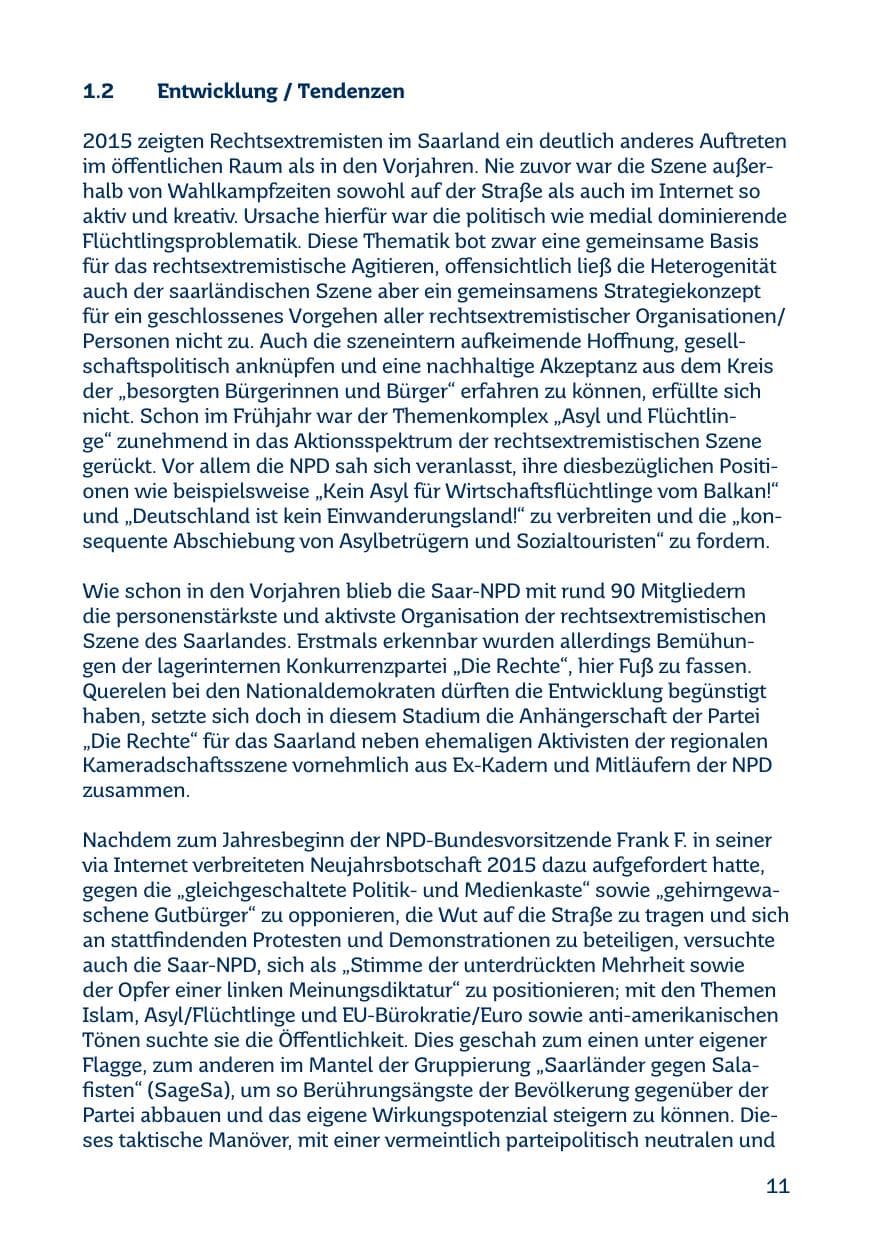 Seite 11 des Verfassungsschutzbericht 2015 Saarland