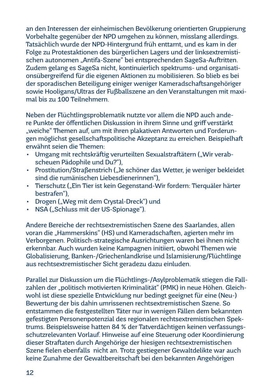 Seite 12 des Verfassungsschutzbericht 2015 Saarland