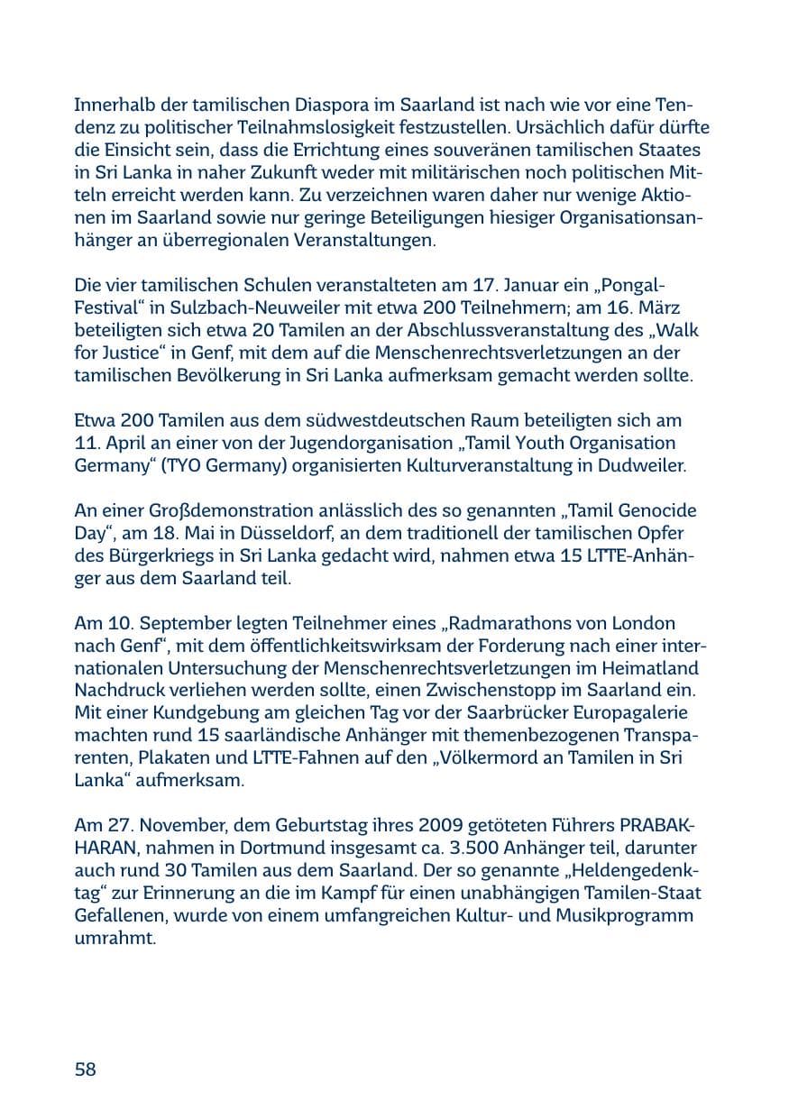 Seite 58 des Verfassungsschutzbericht 2015 Saarland