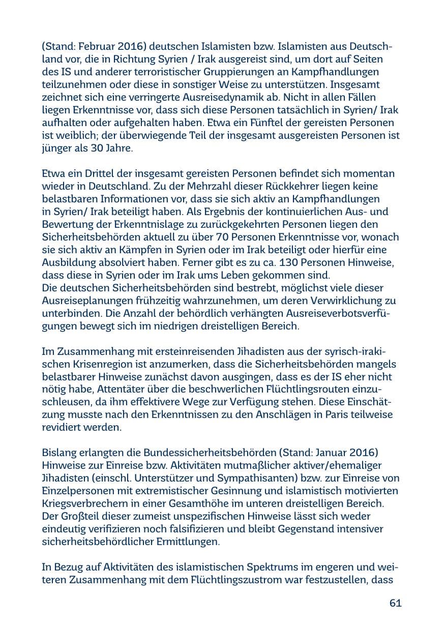 Seite 61 des Verfassungsschutzbericht 2015 Saarland