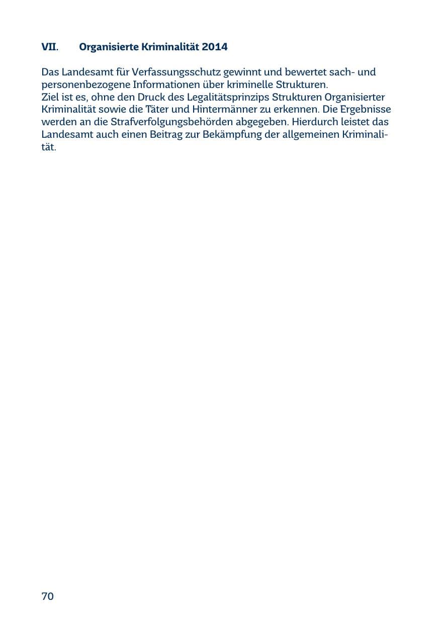 Seite 70 des Verfassungsschutzbericht 2015 Saarland