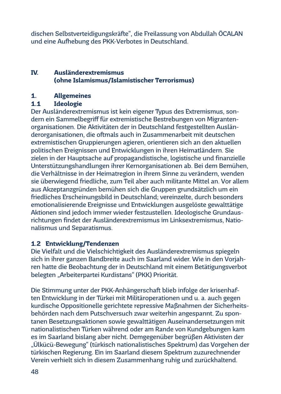 Seite 48 des Verfassungsschutzbericht 2016 Saarland