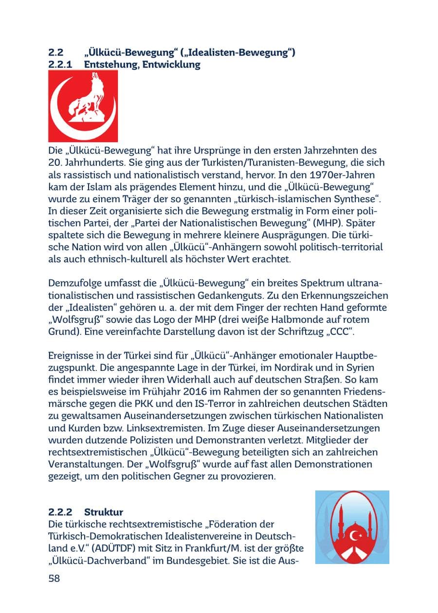 Seite 58 des Verfassungsschutzbericht 2016 Saarland