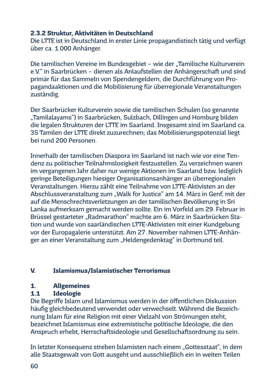 Seite 60 des Verfassungsschutzbericht 2016 Saarland