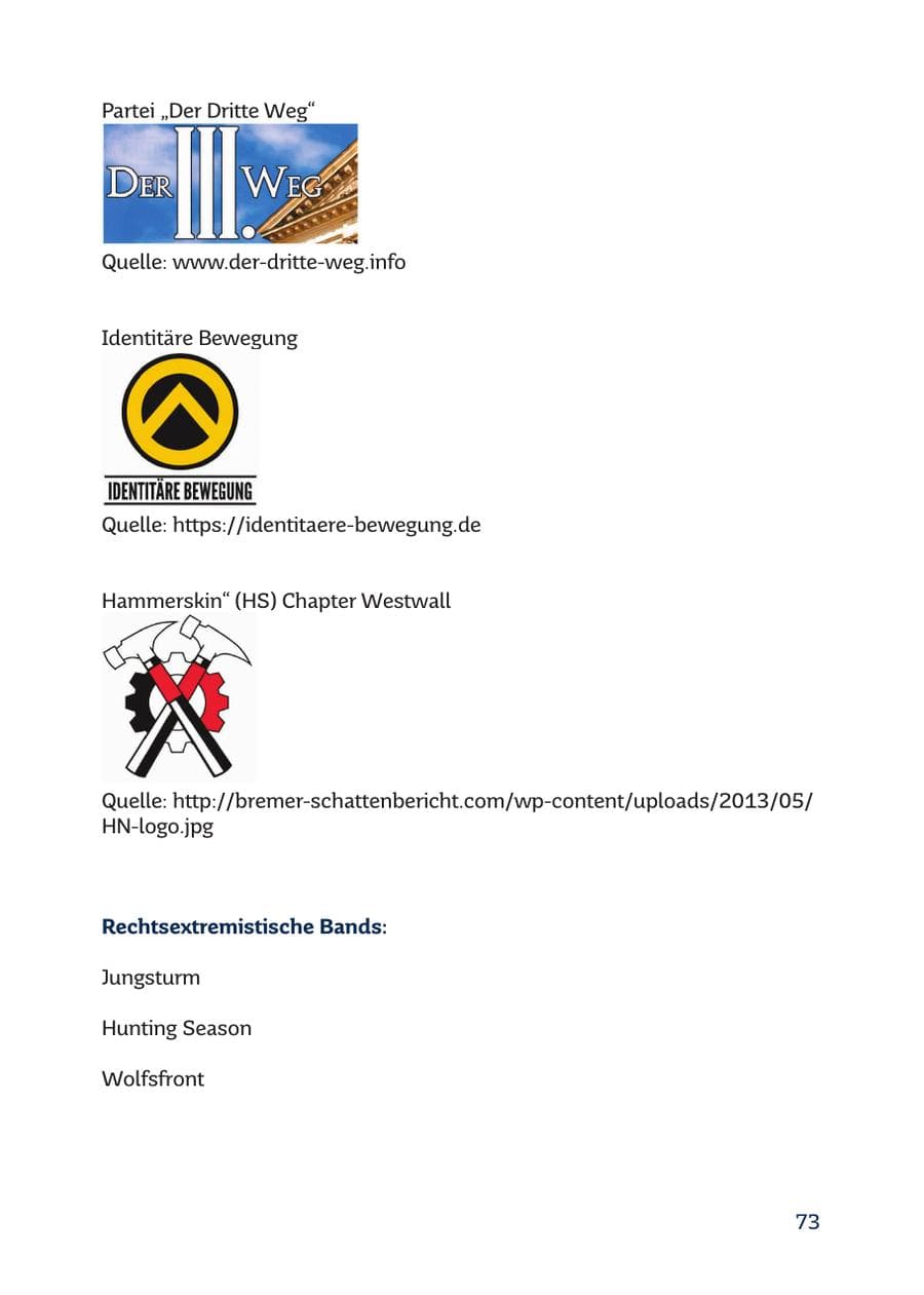 Seite 73 des Verfassungsschutzbericht 2016 Saarland