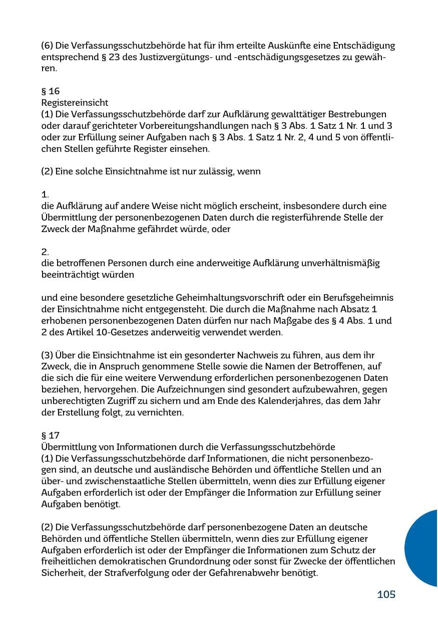 Seite 105 des Verfassungsschutzbericht 2017 Saarland
