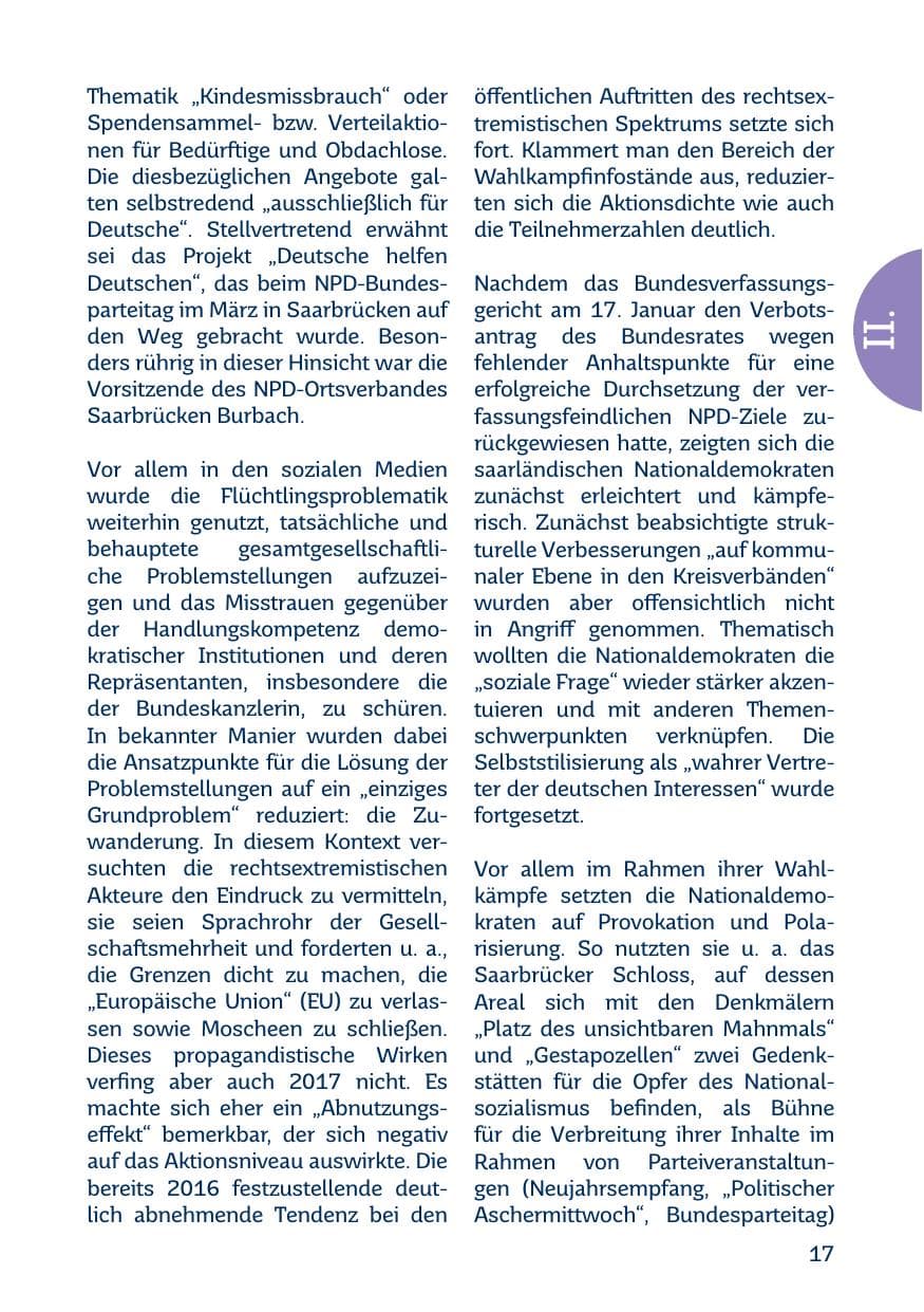Seite 17 des Verfassungsschutzbericht 2017 Saarland