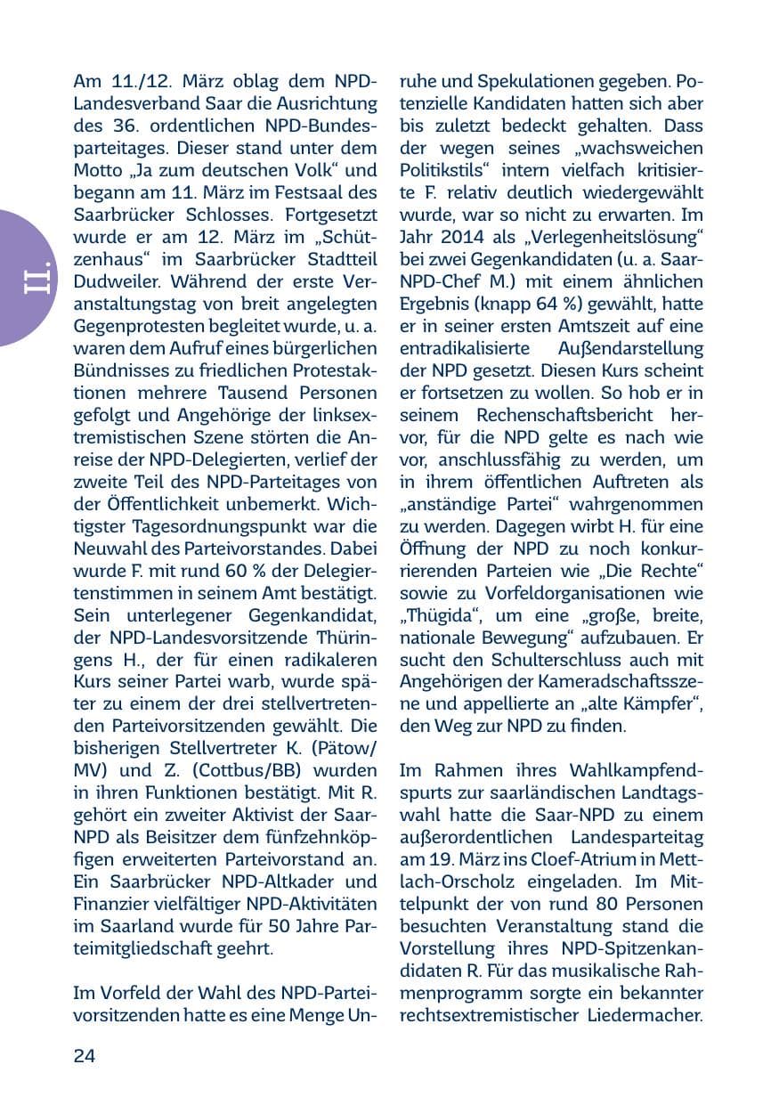 Seite 24 des Verfassungsschutzbericht 2017 Saarland
