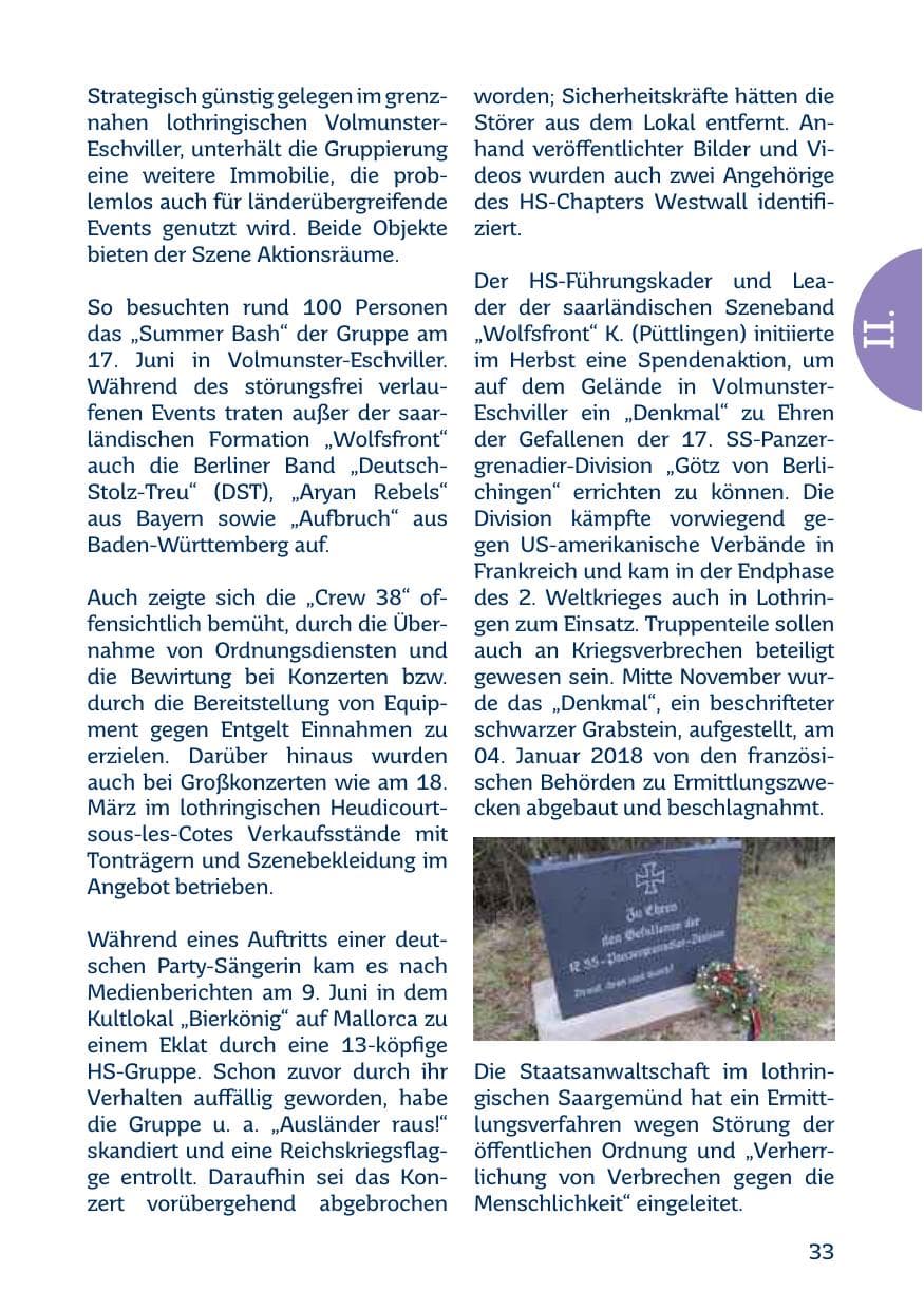 Seite 33 des Verfassungsschutzbericht 2017 Saarland