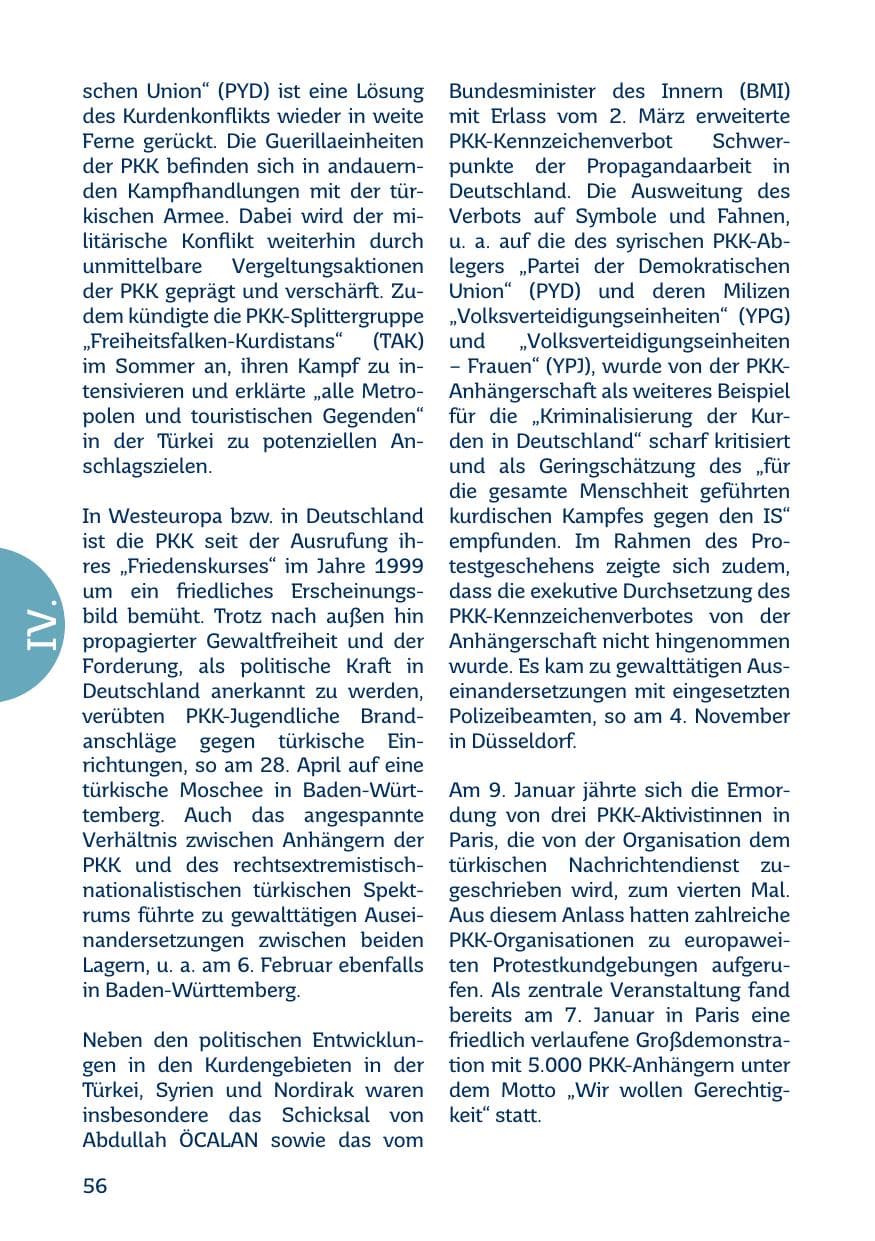 Seite 56 des Verfassungsschutzbericht 2017 Saarland