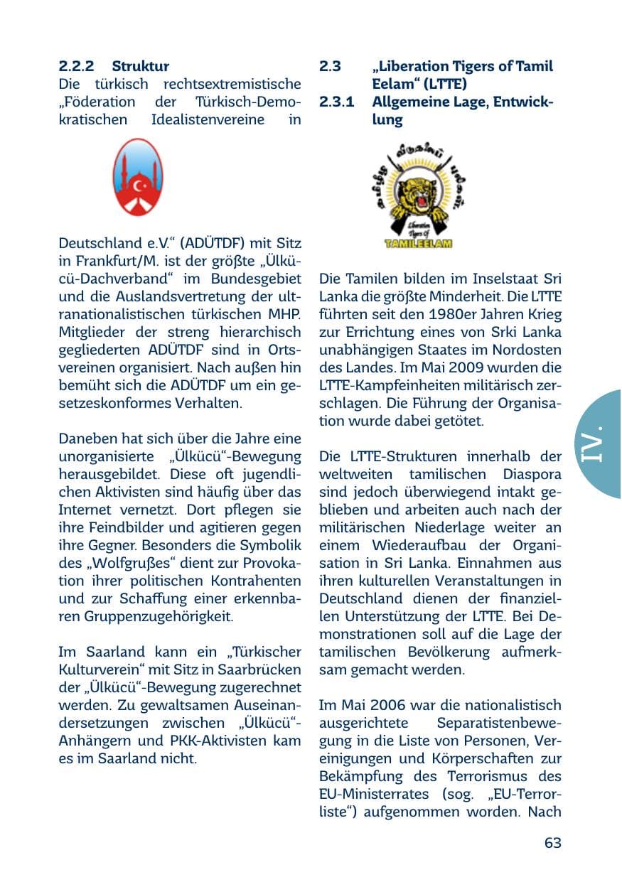 Seite 63 des Verfassungsschutzbericht 2017 Saarland