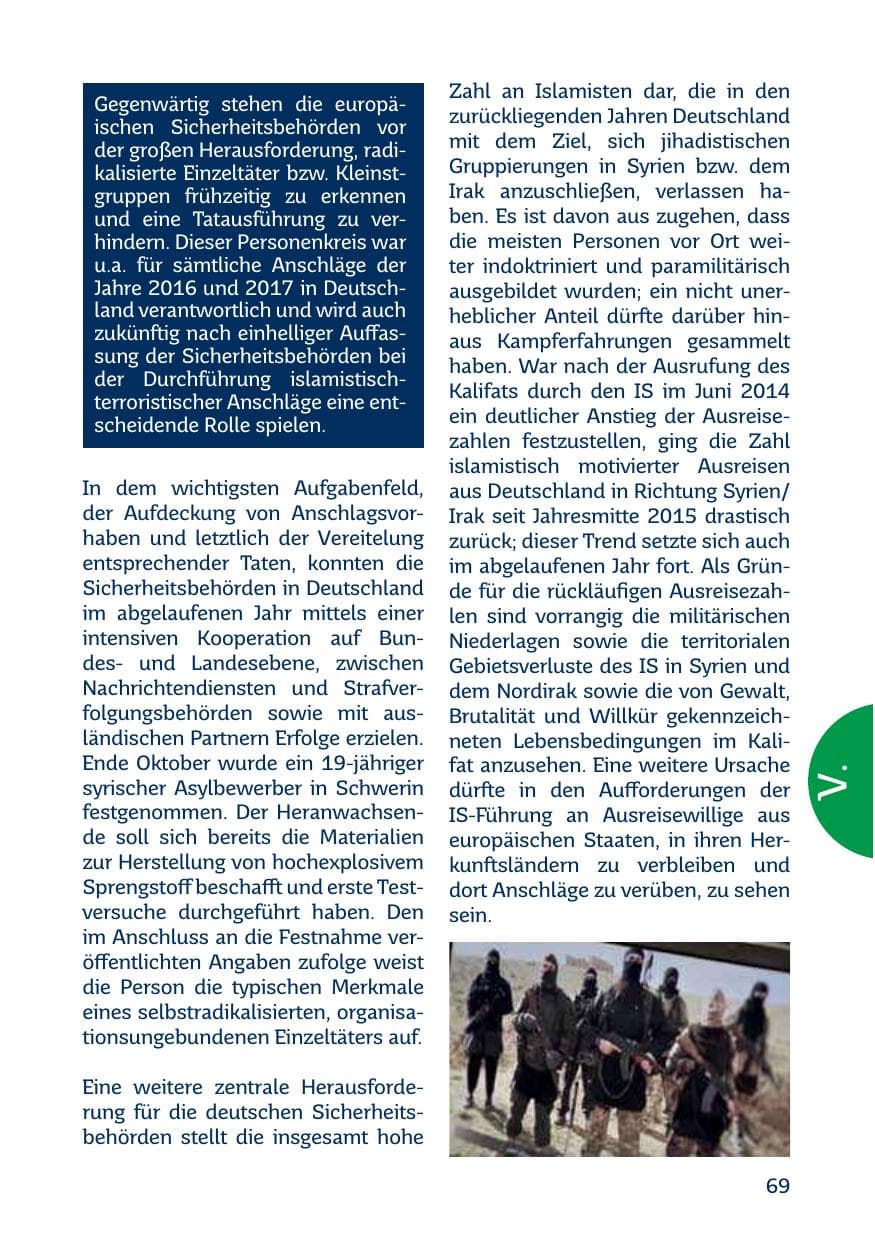 Seite 69 des Verfassungsschutzbericht 2017 Saarland