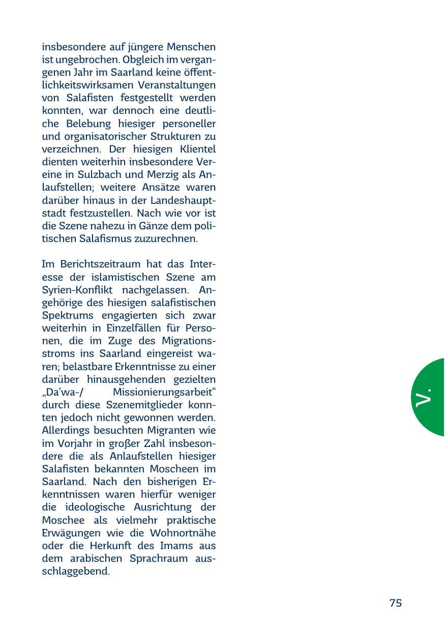 Seite 75 des Verfassungsschutzbericht 2017 Saarland